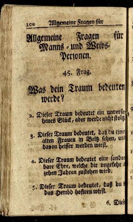 Allgemeine Fragen für Manns- und Weibs-Personen.