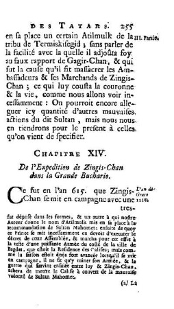 Chapitre XIV. De l'Expedition de Zingis-Chan dans la Grande Bucharie