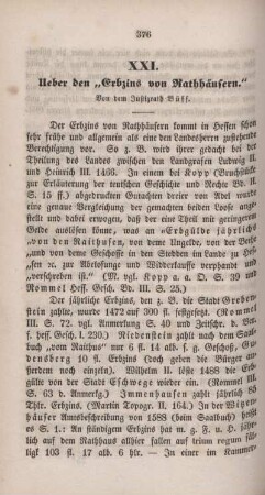 XXI. Ueber den "Erbzins von Rathhäusern."