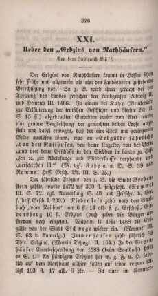 XXI. Ueber den "Erbzins von Rathhäusern."