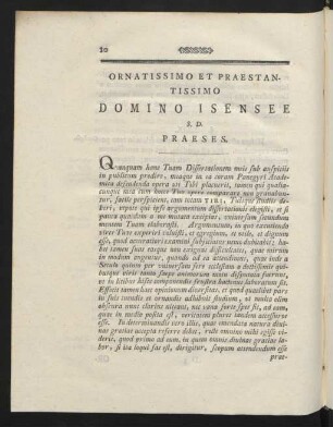 Ornatissimo Et Praestantissimo Domino Isensee S.D. Praeses
