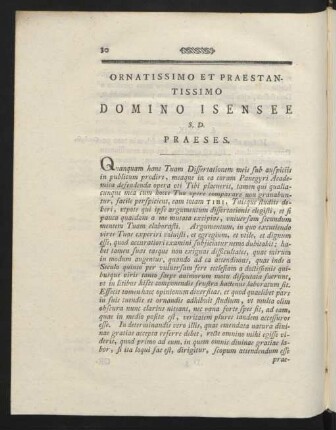 Ornatissimo Et Praestantissimo Domino Isensee S.D. Praeses