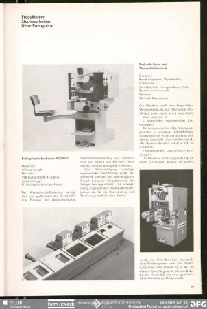 Senkrecht-Form- und Stempelstoßmaschine : Produktideen/Studienarbeiten/Neue Erzeugnisse