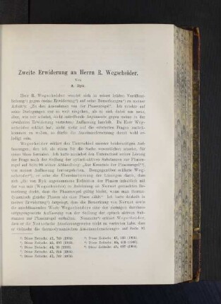 Zweite Erwiderung an Herrn R. Wegscheider