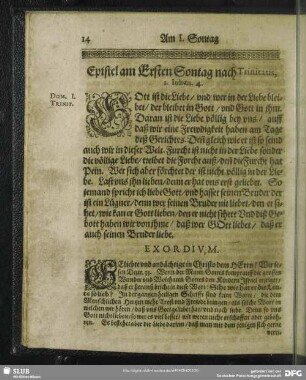 Epistel am Ersten Sontag nach Trinitatis