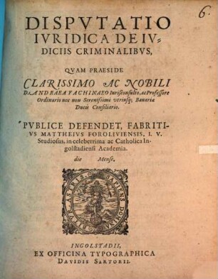 Disp. iur. de iudiciis criminalibus