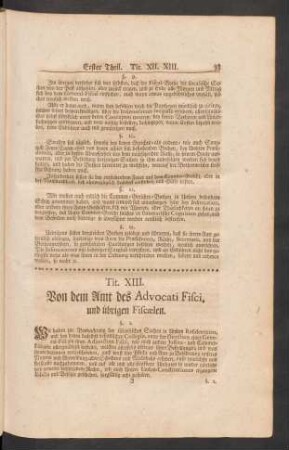 Tit. XIII. Von dem Amt des Advocati Fisci, und übrigen Fiscaelen.
