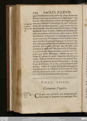 Chap. XXXVIII. Ceremonies Papales.
