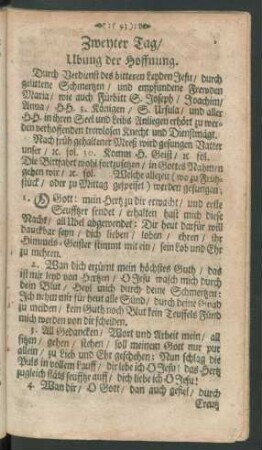 Zweyter Tag/ Ubung der Hoffnung