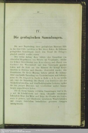 IV. Die geologischen Sammlungen