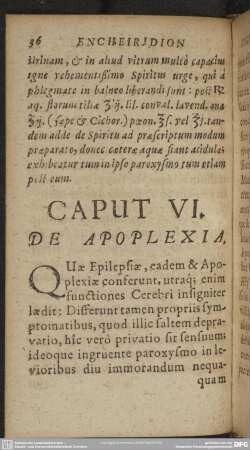 Caput VI. De Apoplexia