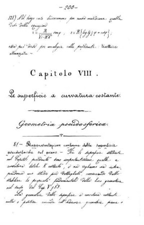 Capitolo VIII. Le superficie a curvatura costante.