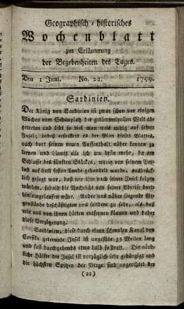 No. 22. Den 1. Juni. 1799.