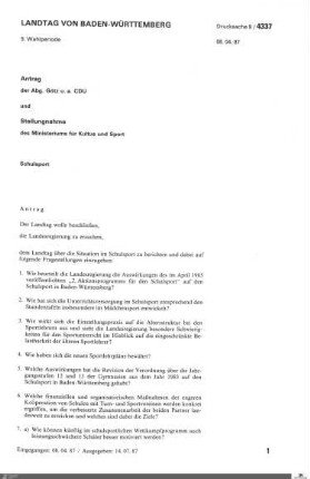 Antrag der CDU: Schulsport