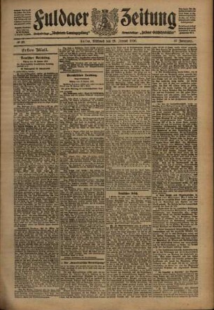 Erste Ausgabe vom Mittwoch, den 26. Januar 1910.
