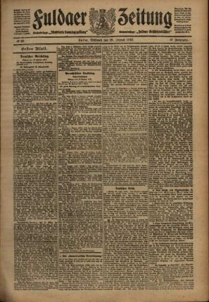 Erste Ausgabe vom Mittwoch, den 26. Januar 1910.