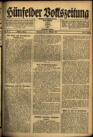 Zweite Ausgabe vom Samstag, den 12. Februar 1921.