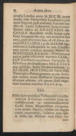 XXII. Biblia scara utriusque Testamenti iuxta Hebraicam & Graecam veritatem ...