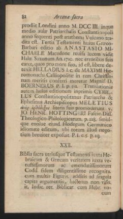 XXII. Biblia scara utriusque Testamenti iuxta Hebraicam & Graecam veritatem ...