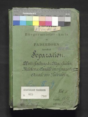 Separation: Unterhaltung der Wege, Gräben, Brücken und Kanäle im Separationsareale der Gemarkung Paderborn