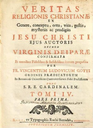 Veritas Religionis Christianae Et Librorum Quibus Innititur Contra Atheos, Polytheos, Idololatras, Mahometanos, & Judaeos, 4,1