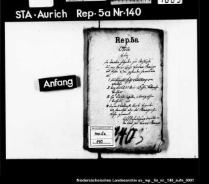 Taxation der Immobilien der Lantzius-Beningaschen Grundstücke zu Stickelkamp, Stickelkamper Fehn, Neue Fehn und Beninga Fehn