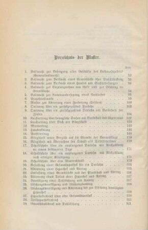 Verzeichnis der Muster.