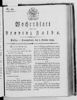 Nr. 40, Ausgabe vom 3. Oktober 1829