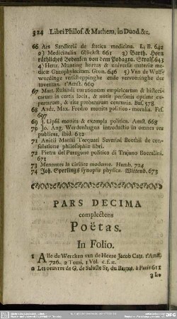 Pars Decima complectens Poetas