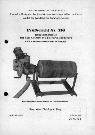 Benzinbandrolle für den Antrieb des Universalförderers