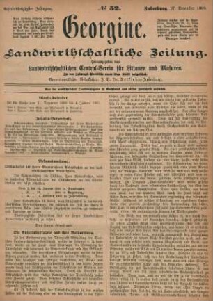 Achtundsechzigster Jahrgang. No. 52. Insterburg, 27. Dezember 1900.