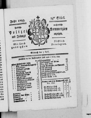 14tes Stück, Ausgabe vom 3. April 1799