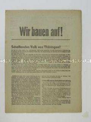 Illustrierte Propagandaschrift der SED Thüringen zum Wiederaufbau