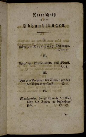 Verzeichniß der Abhandlungen