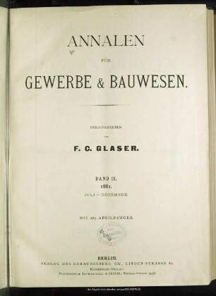 9.1881=97/108: Annalen für Gewerbe und Bauwesen