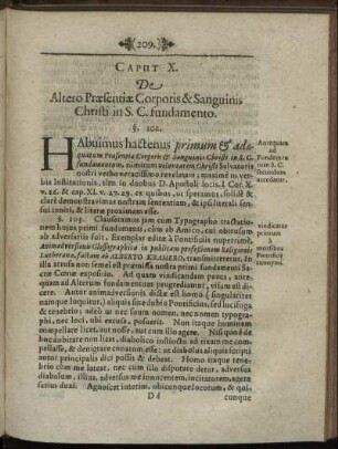 Caput X. De Altero Præsentiæ Corporis & Sanguinis Christi in S. C. fundamento.