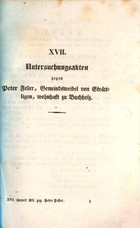 Untersuchungsakten über die in der Republik Bern im Jahr 1832 stattgefundenen Reaktionsversuche, 17. Untersuchungsakten gegen Peter Feller, Gemeindsweibel von Strättlingen, wohnhaft zu Buchholz