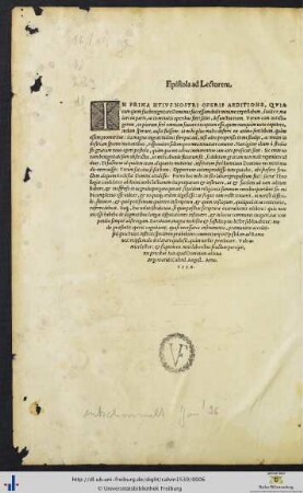 Epistola ad Lectorem