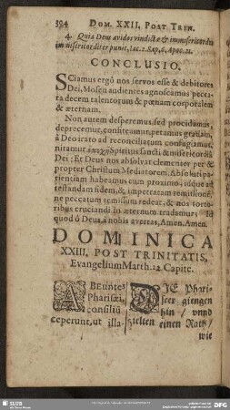 Dominica XXIII. Post Trinitatis, Evangelium Matth. 22. Capite