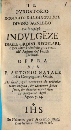 Il Purgatorio inodato ... per le Indulgenze