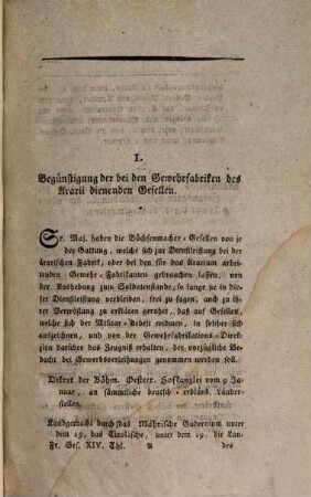 Sr. K.K. Majestät Franz des Zweyten politische Gesetze und Verordnungen für die oesterreichischen, böhmischen und galizischen Erbländer. 14. 1799 (1800). Franz II.