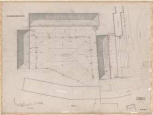 Fick, Roderich; Obersalzberg; SS-Kaserne mit Mannschaftsgebäude, Wirtschaftsgebäude, Exerzierhaus, Kasernenhof, Turnhalle - SS- Kaserne (Lageplan; Aufsicht)