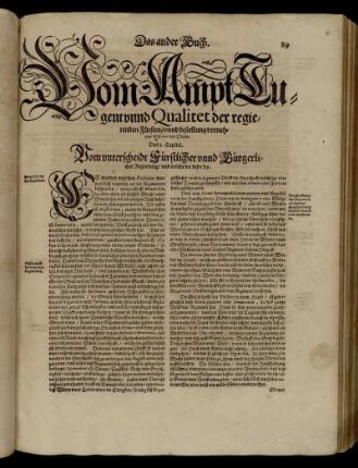 Das ander Buch. Vom Ampt Tugent unnd Qualitet der regierenden Fürsten