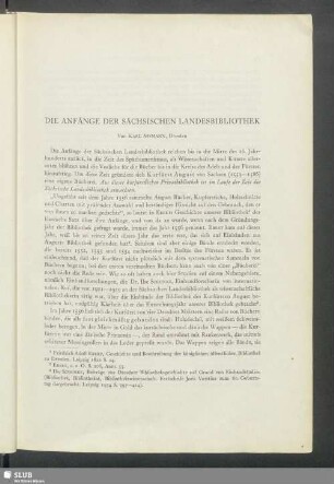 Die Anfänge Der Sächsischen Landesbibliothek