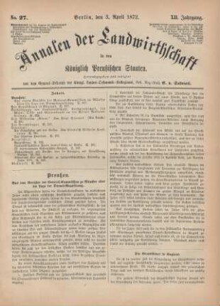 No. 27. Berlin, den 3. April 1872. XII. Jahrgang.
