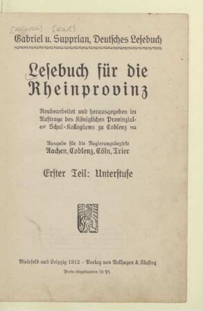 Teil 1, [Schülerband] = Unterstufe: [Teil 1, [Schülerband] = Unterstufe] : in drei Teilen ; für evangelische Schulen mit drei und mehr Lehrern