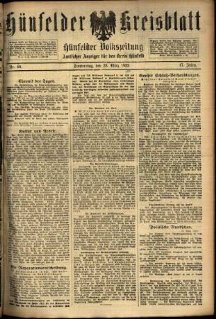 Ausgabe vom Donnerstag, den 23. März 1922.