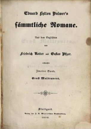 Eduard Lytton Bulwer's sämmtliche Romane, 2. Ernst Maltravers