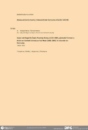 Brief von Bogumił Šwjela an Pawoł Nedo