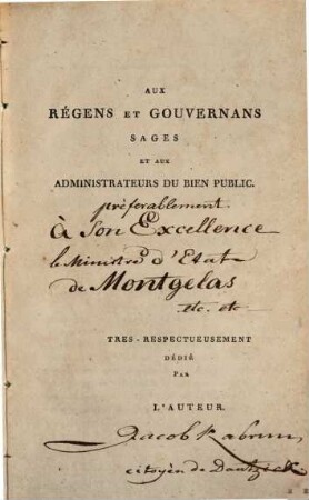 Réflexions d'un negociant sur les besoins publics et la pénurie d'argent